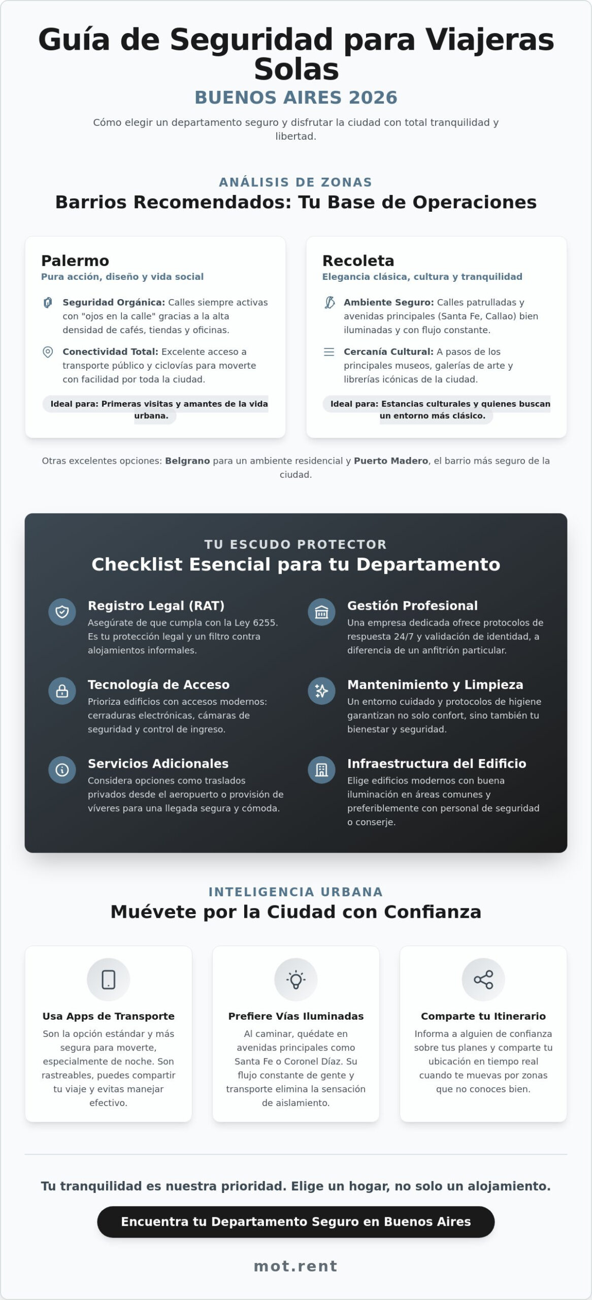 Departamentos seguros para mujeres que viajan solas a Buenos Aires: Guía 2026